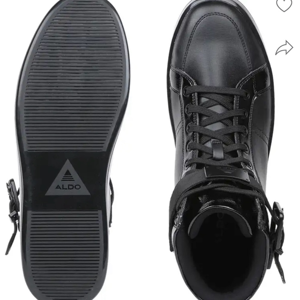 Aldo Men's Glossy Black High-Top Sneakers - Picture 3 of 10
